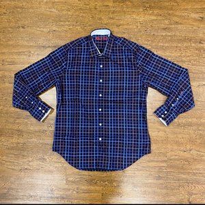 Robert Graham Black Blue Plaid Classic Fit Button Up Casual Dress Shirt‎ Men's M